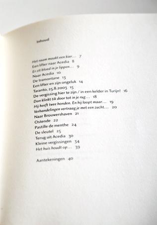 Inhoudsopgave van Tafel De Bezige Bij 2004