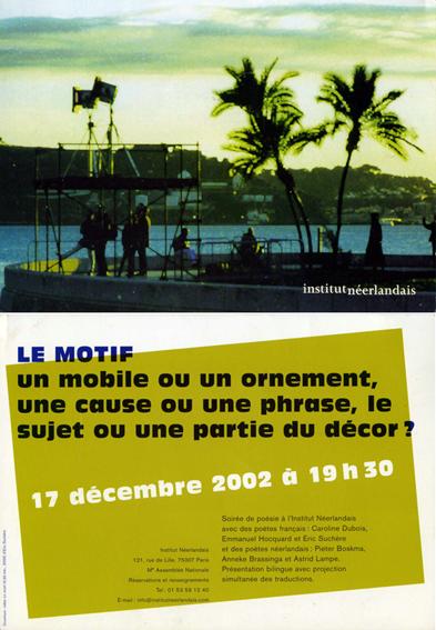 Programma Le motif in Institut N&eacute;erlandais