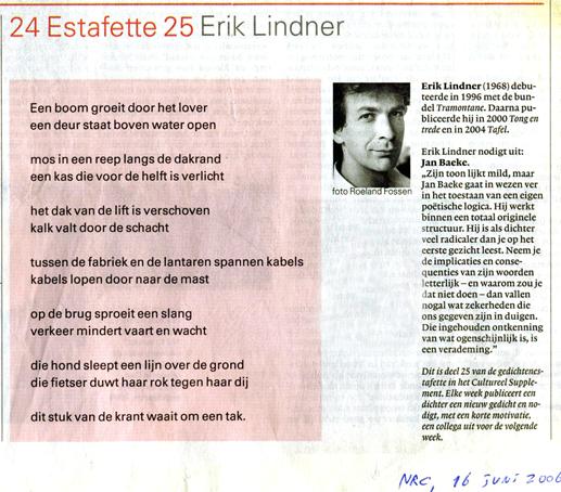 Lindner in NRC Dichtersestafette