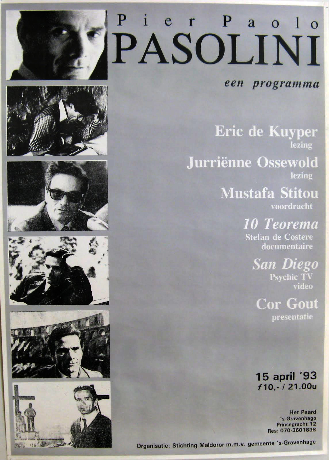 Programma rond Pasolini in Het Paard, 15 april 1993